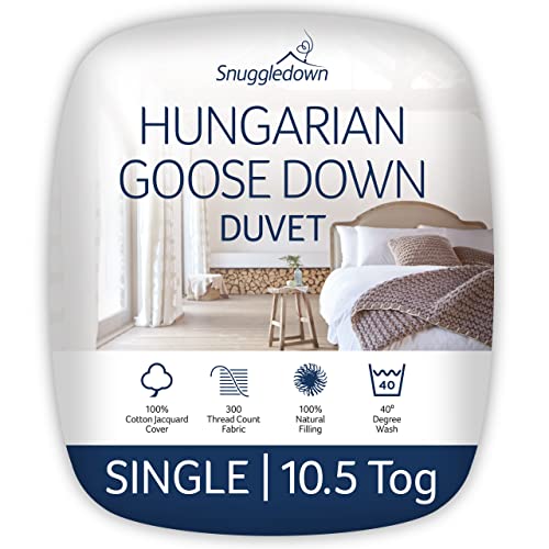 Snuggledown - Piumino D'Oca Ungherese, Cotone, White, Singolo, 10,5 Tog