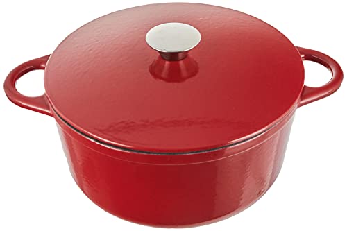 Ibili, Cocotte Tonda Rossa 24 X 11,5 Cm, Ghisa, Adatta Per L’Induzione.