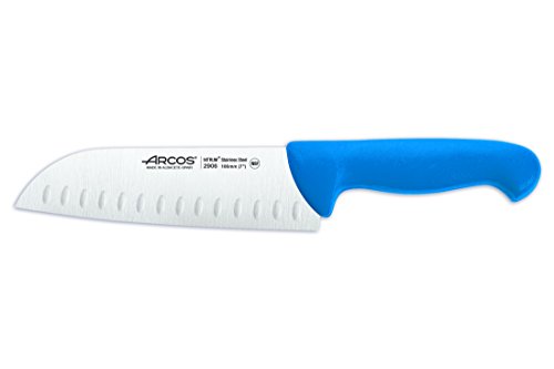 Arcos Serie 2900, Coltello Santoku Coltello Giapponese Coltelli Asiatici, Lama Acciaio Inossidabile Nitrum 180 Mm, Manico Polipropilene, Colore Blu