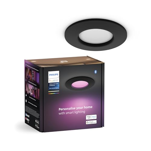 Philips Hue Smart Slim Luce Da Incasso, 90 Mm, Luce Bianca E Colorata, 700 Lm, Compatibile Bluetooth, Controllo Vocale Con Alexa, Apple Home E Google