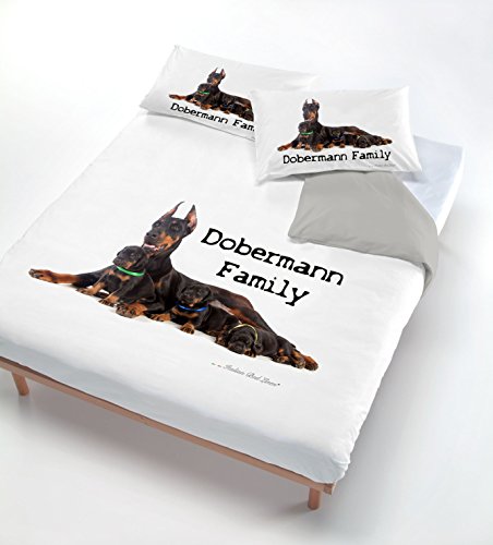 Parure Copriupiumino Digital Stampato In Digitale Piazza E Mezza Dobermann Family