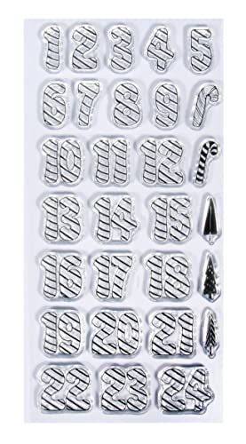 Rayher Clear Stamps Cifre 1-24 Stecca Di Zucc, 97X205Mm, 29 Motivi, Bus Blis 1Foglio, 50264000, Silicone, Multicolore, Normale