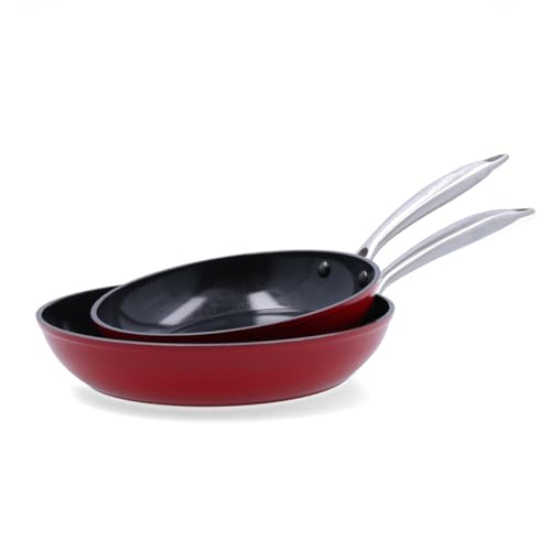 Quid Mirro Set 2 Padelle Alluminio Forgiato 20 Cm - 24 Cm Rosso