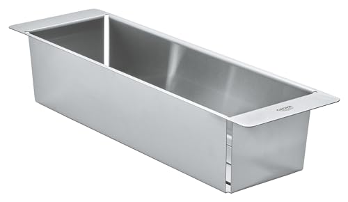 Grohe Vaschetta Cucina Forata Multifunzionale, 490 X 150 X 100 Mm, In Acciaio Inossidabile, Lavabile In Lavastoviglie, Anticorrosione, Acciaio Inox, 4