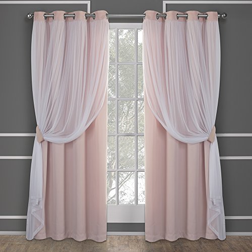 Exclusive Home Curtains Catarina - Coppia Di Occhielli Oscuranti In Tessuto, Colore Rosa Cipria, 52 X 96 Cm, 2 Pezzi