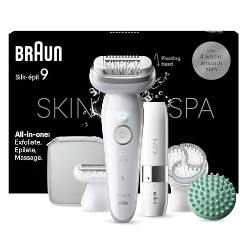 Braun Silk-Épil 9 Skinspa Epilatore Viso Donna, Epilatore Elettrico Donna, Testina Flessibile, Epilazione Semplice, Wet & Dry,Pelle Liscia A Lungo,Dep