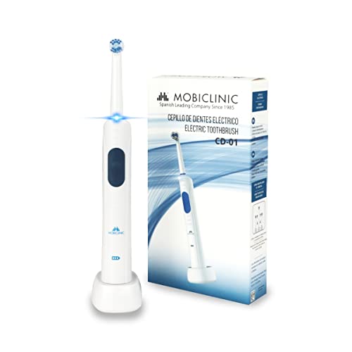 Mobiclinic, Spazzolino Elettrico, Mod. Cd01, Marchio Europeo, Spazzolino A Batteria Ricaricabile, Professionale, Colore Bianco