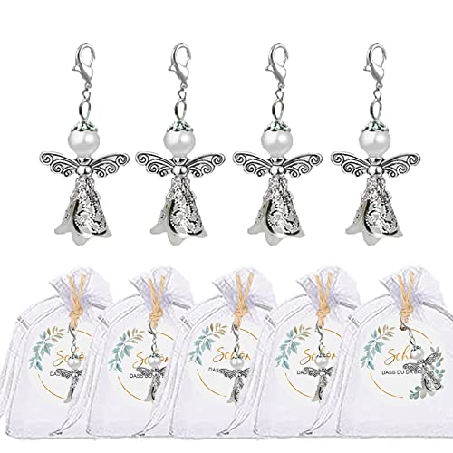 Enstab Set Di 36 Angeli Custodi In Organza E Etichette Regalo Schön Dass Du Da Bist Per Matrimonio, Cresima, Compleanno, Natale, Battesimo, Comunione,