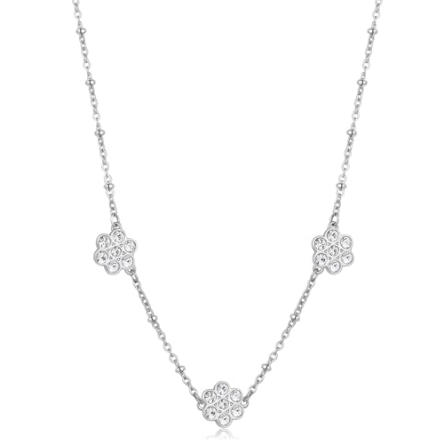 S'Agapõ Collana Donna In Acciaio Con Simbolo Fiore | Collezione Aurora - Sar42