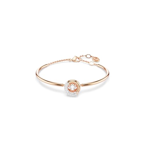 Swarovski Bracciale Rigido Dextera, Taglio Round, Bianco, Placcato Color Oro Rosa