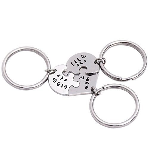 Lparkin - Portachiavi “Mom”, “Big Sis”, “Little Sis” Per Sorelle E Mamma, In Acciaio Inox (Bianco)