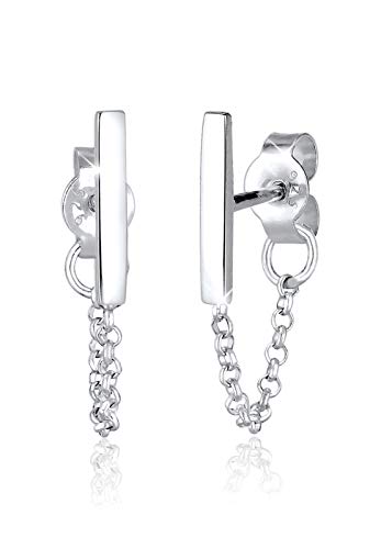 Elli Orecchini Donne Orecchini A Perno Catena Bacchetta Geo Tendenza Di Base In Argento Sterlino 925