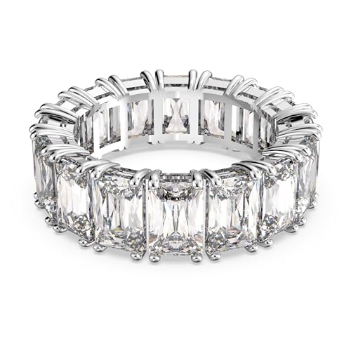Swarovski Anello Vittore, Taglio Rettangolare, Bianco, Placcato Rodio