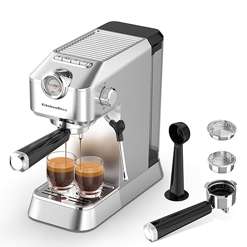 Kitchenboss Macchina Caffè Espresso Professionali : 15 Bar Macchina Da Caffè Per La Casa, Macchina Caffè Cappuccino Con Lancia Vapore Montalatte, Macc