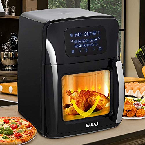 Bakaji Forno Friggitrice Ad Aria Calda Frigge Cuoce Griglia Essicca Senza Olio Airfryer Capacità 12Lt Display Led Touch 12 Programmi Timer Regolazione