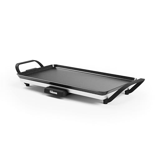 Tristar Table Grill Slim M - Piastra Di Cottura Con Ampia Superficie Di 46 X 26 Cm - Termostato Regolabile - Manici Rimovibili - Rivestimento Antiader