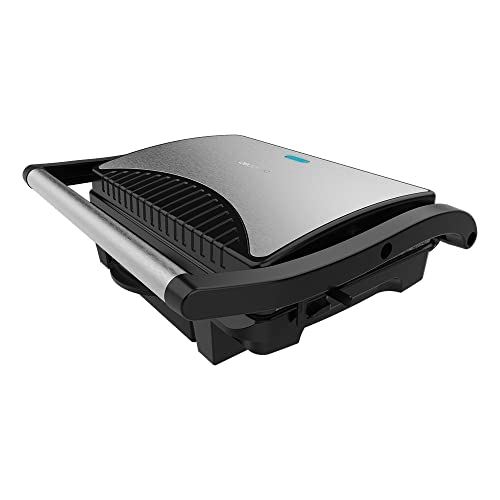 Cecotec Griglia Elettrica Rock'Ngrill Dark 1000 1000 W, Rivestimento In Pietra, Vassoio Raccoglitori, Piastra Superiore Galleggiante, Superficie 25,4
