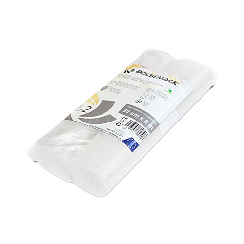 Bolsemack Sacchetti Sottovuoto Alimenti - 2 Rotoli 20X600Cm - Rotoli Sottovuoto Per Alimenti Per Macchine Sottovuoto - Rotolo Sottovuoto Alimenti Per 