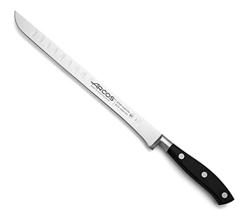 Arcos Serie Riviera, Coltello Prosciutto, Acciaio Inossidabile Forgiato Nitrum 250 Mm, Manico Polioxymetilene (Pom), Colore Nero