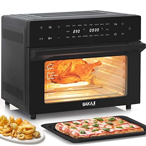 Bakaji Forno Friggitrice Ad Aria Calda Capacità 30Lt 1800W Frigge Griglia Essicca Senza Olio Airfryer Display Touch 18 Programmi Funzione Doppia Cottu