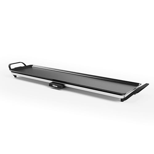 Griglia Da Tavolo Slim Xl - Ampia Superficie Di Cottura Di 90 X 23 Cm - Termostato Regolabile - Rivestimento Antiaderente - Vassoio Raccogligrasse Rem