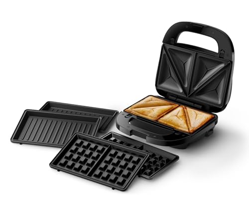 Philips Domestic Appliances Sandwich Maker Serie 5000, 750W, Panini, Waffle, Piastre Per Panini, Nero O Argento, Hd2350/80