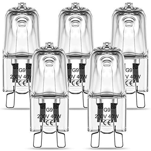 Ruledne Lampadine Alogene G9 Luce Forno 40W, Capsula Trasparente Lampadine Alogene G9 Bianco Caldo 2700K, 230V 300°C Lampadine Resistente Al Calore Pe