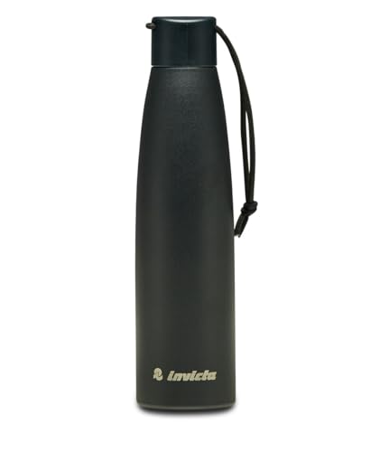 Invicta Borraccia, Nero, Borraccia Termica In Acciaio Inox Interno Esterno, Mantenimento Temperatura Fino A 24H, Borraccia Scuola Bambini - Bottle Ter
