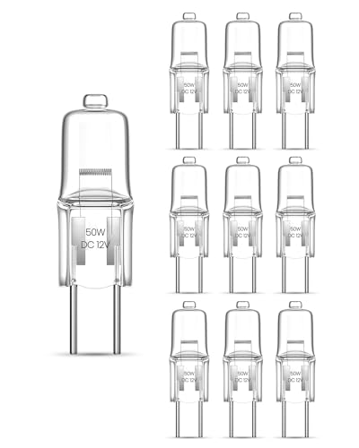 Doright 10X Dc 12V Lampadine Alogene Gy6.35/G6.35 50W Dimmerabili Bianco Caldo 2700K Bi-Pin Alogene Capsula Lampadine Per Lampada Forno, Lampada A Mic