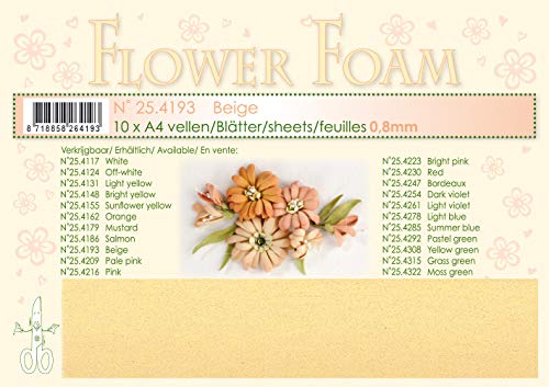 10 Fogli Di Foamiran A4 Beige Spessore 0,8 Mm Moosgummi Per Fiori Foam Flower