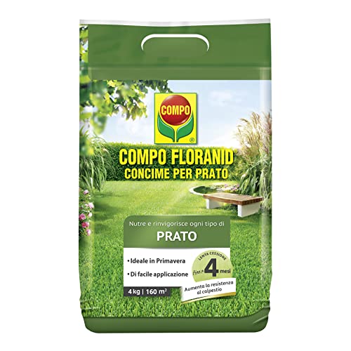 Compo Floranid, Concime Per Prato, Concime Granulare, Per Un Manto Erboso Sano E Rigoglioso, Nutrimento Fino A 4 Mesi, 4 Kg