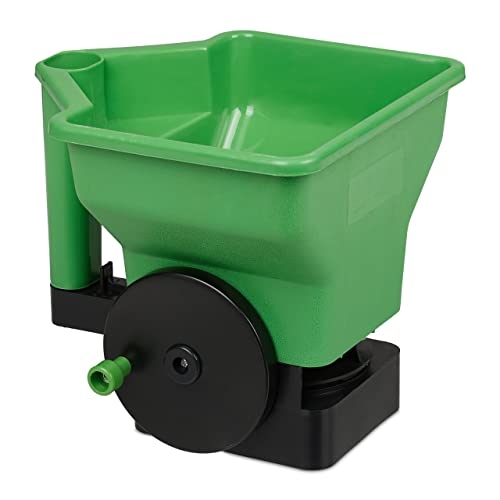 Relaxdays Seminatrice Manuale, Spargitore Da 3 L, Manovella E Flusso Regolabile, Spandi Concime, Spargisemi, Nero Verde