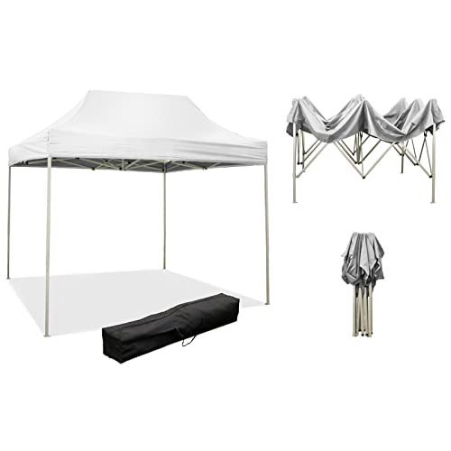 Gazebo Richiudibile A Fisarmonica Pieghevole Bianco Per Banchetti Fiere Eventi Portatile (3X2 Metri)