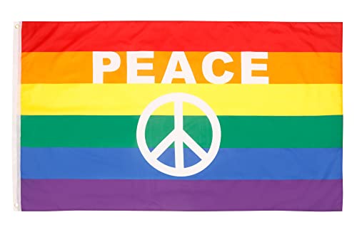 Pheno Flags - Bandiera Della Pace, Resistente Alle Intemperie Con 2 Occhielli In Metallo - Bandiera Di Pace Colorata 90 X 150 Cm