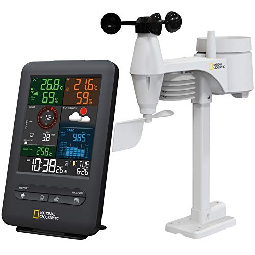National Geographic Station Météo Sans Fil 5-En-1 Avec Écran Couleur, Multisenseur, Indicateur De Climat Intérieur