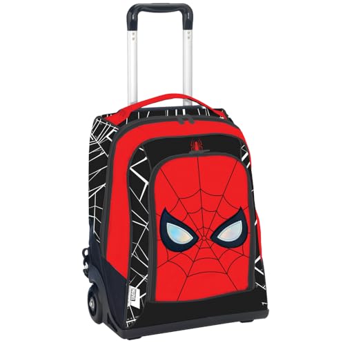 Maricart | Zaino Trolley Scuola Elementare Per Bambini 34X25X52 Cm Con Ruote In Gomma Zainetto Da Bambino - Spiderman