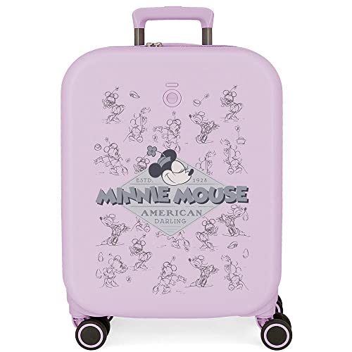 Valigia Cabina Disney Minnie Happiness Viola 40X55X20 Cm Abs Rigido Chiusura Tsa Integrata 37L 2,74 Kg 4 Doppie Ruote Bagaglio A Mano Estensibile