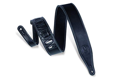 Levy'S M17Ss-Blk Tracolla Per Chitarra Supersoft Garment Leather Tripple Ply Premium Top Grain Signature Logo - Black