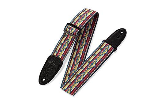 Levy'S M8Ht-22 Tracolla Per Chitarra Jacquard Weave Poly Back & Leather Ends 2" 60'S Hootenanny - Style 22