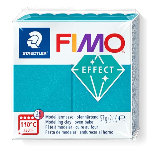 Staedtler Fimo Effect 8010-36 - Pasta Da Modellare Polimerica Indurente In Forno, Colore: Turchese Metallizzato (1 Blocco Da 57 G)