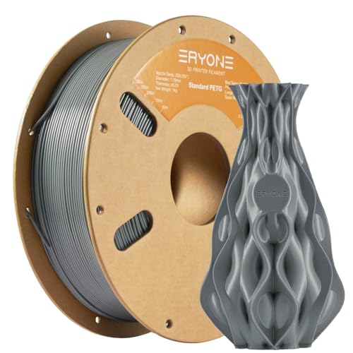 Filamento Eryone Petg 1,75 Mm, Filamento Petg Per Stampante 3D, 0,03 Mm, 1 Kg/Bobina, Grigio