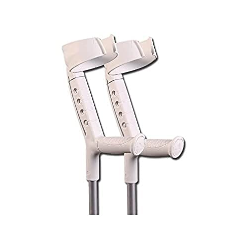 Gima - Progress Stampelle In Alluminio, Per Adulti Alti E/O Robusti, Regolabile In Altezza 10 Volte Ogni 20 Mm, Appoggio Antibrachiale, Impugnatura Er