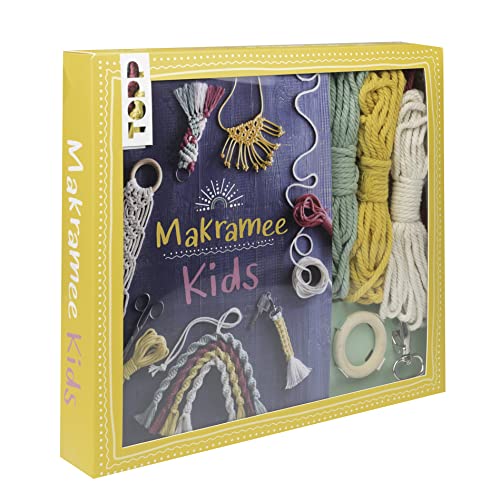 Kreativ-Set Makramee Kids: Buch Mit Grundlagen Und Anleitungen Für Tolle Makramee-Projekte, Garn In 4 Farben, Holzring Und Schlüsselanhänger Für Regen