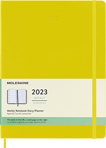 Moleskine Agenda Settimanale 2023, Agenda Settimanale 12-Mesi, Copertina Rigida, Formato Xl 19 X 25 Cm, Colore Giallo Fieno