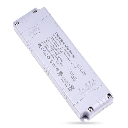 Reylax Trasformatore Led 24V 80W Dimmerabile, Triac & 0-10V&1-10V & Pwm & Resistenza Da 100K, Alimentatore 24V 3.33A Di Tensione Costante, Driver Led 
