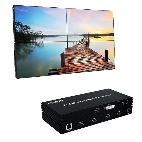 Gkrong Controllore Videowall 2X2 | 4K@30Hz | Mascheratura Bordi | 2X2, 1X2, 1X3, 1X4, 2X1, 3X1, 4X1