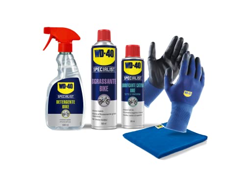 Wd-40 Manutenzione Bici Contiene: Detergente, Sgrassante, Lubrificante Catena Tutte Le Condizioni, Guanti Di Precisione & Panno In Microfibra