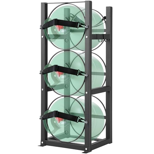 Vevor Portabottiglie Gas, Capacità 3 X 13,6 Kg, Portabombola Refrigerante 32,5 X 33 X 84 Cm, Scaffale In Solido Acciaio A3 Per Freon, Gas, Ossigeno, A