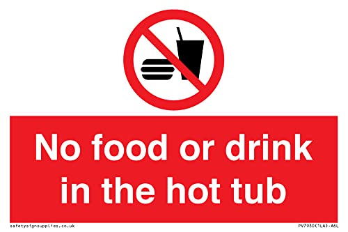 Cartello No Food Or Drink In The Hot Tub - 150X100Mm - A6L