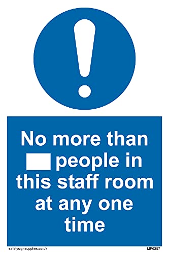 Confezione Da 5 – No More Than Xxx People In This Staff Room At Any One Time – 100 X 150 Mm – A6P